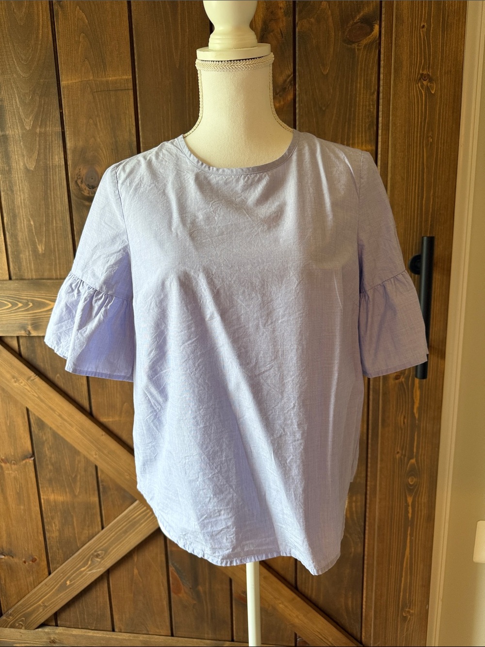 J. Crew Light Lavender Ruffle-Sleeve Blouse
